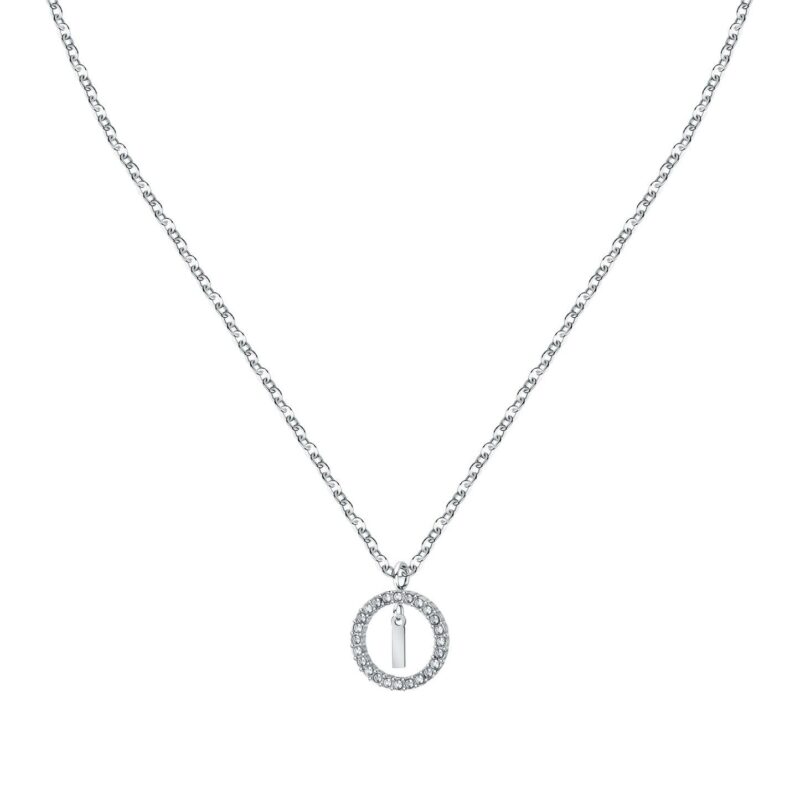 La Petite Story Letter I Steel Necklace With Clear Crystal LPS10ASF16 For Women
