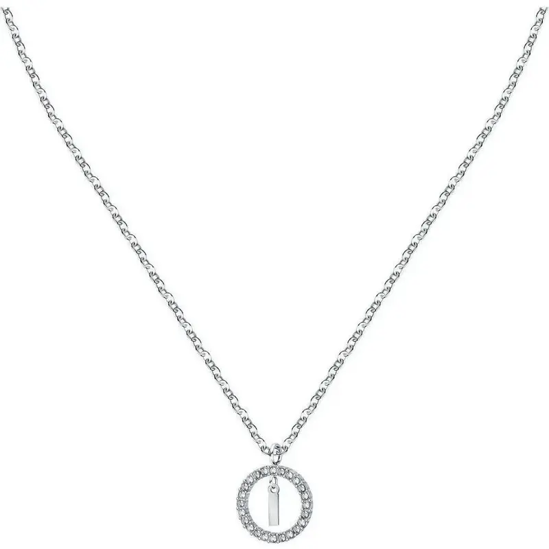 La Petite Story Letter I Steel Necklace With Clear Crystal LPS10ASF16 For Women