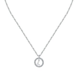 La Petite Story Letter L Steel Necklace With Clear Crystal LPS10ASF17 For Women