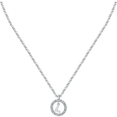 La Petite Story Letter L Steel Necklace With Clear Crystal LPS10ASF17 For Women