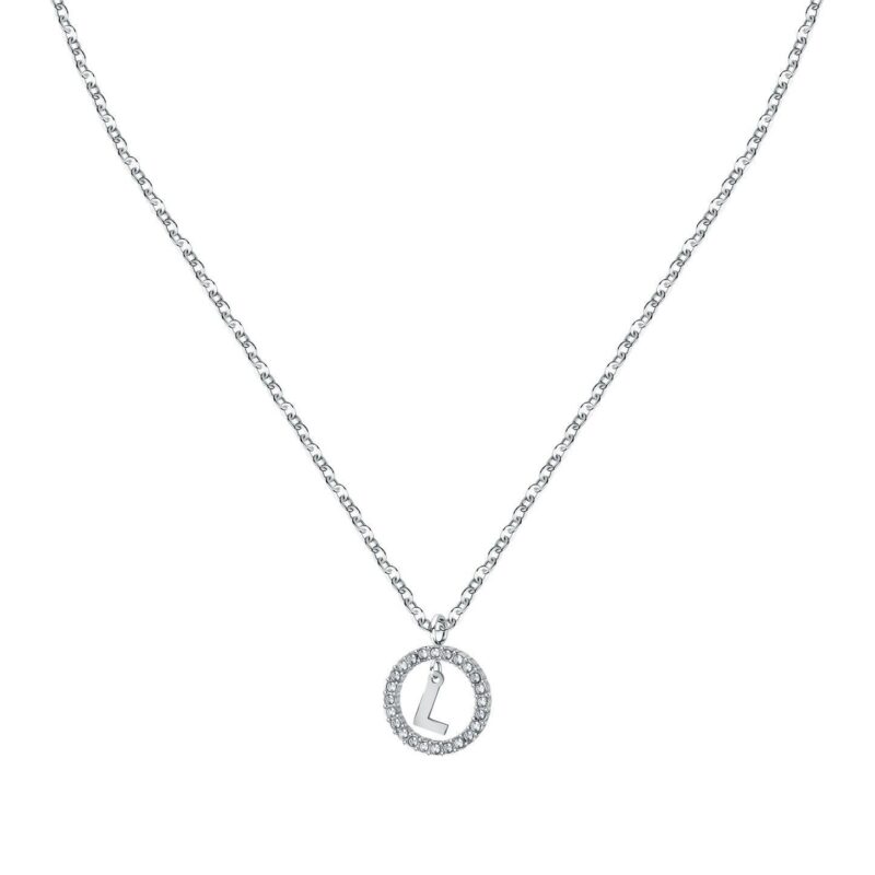 La Petite Story Letter L Steel Necklace With Clear Crystal LPS10ASF17 For Women