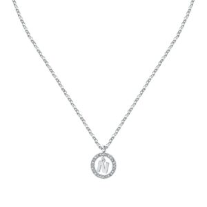 La Petite Story Letter N Steel Necklace With Clear Crystal LPS10ASF19 For Women