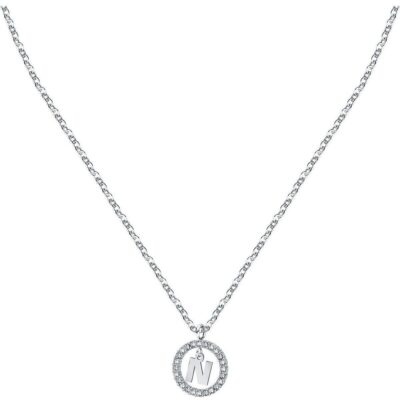 La Petite Story Letter N Steel Necklace With Clear Crystal LPS10ASF19 For Women