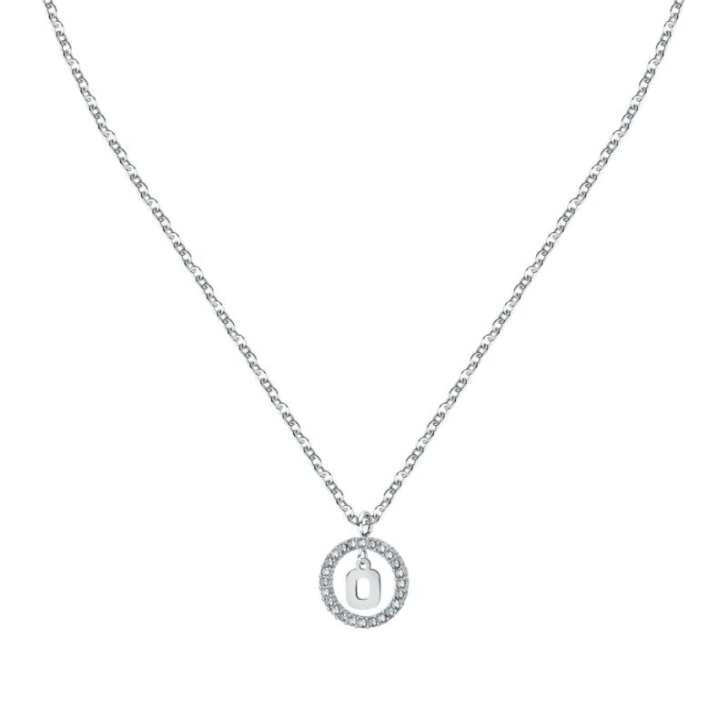 La Petite Story Letter O Steel Necklace With Clear Crystal LPS10ASF20 For Women