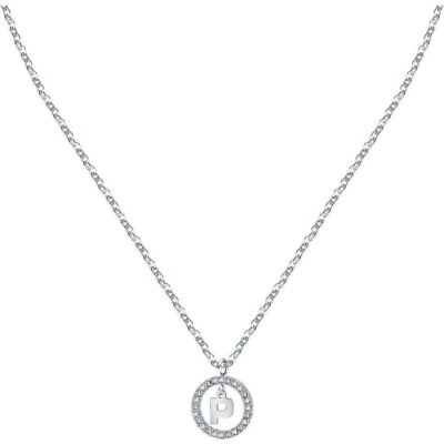 La Petite Story Letter P Steel Necklace With Clear Crystal LPS10ASF21 For Women