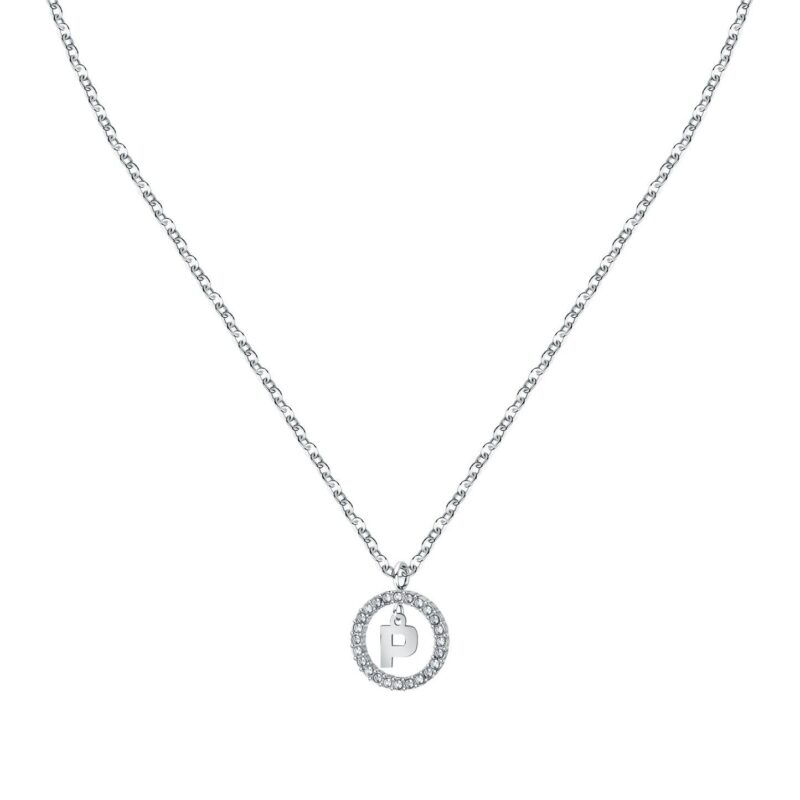 La Petite Story Letter P Steel Necklace With Clear Crystal LPS10ASF21 For Women