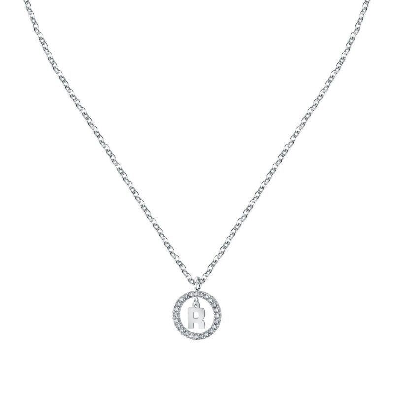 La Petite Story Letter R Steel Necklace With Clear Crystal LPS10ASF22 For Women