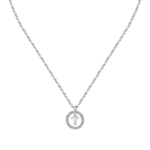 La Petite Story Letter T Steel Necklace With Clear Crystal LPS10ASF24 For Women