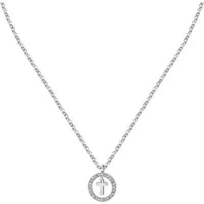 La Petite Story Letter T Steel Necklace With Clear Crystal LPS10ASF24 For Women