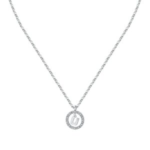 La Petite Story Letter U Steel Necklace With Clear Crystal LPS10ASF25 For Women