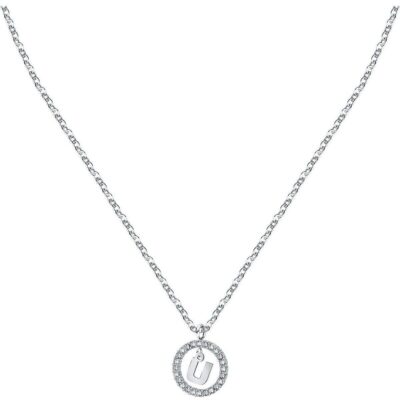 La Petite Story Letter U Steel Necklace With Clear Crystal LPS10ASF25 For Women