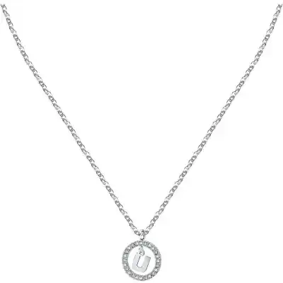 La Petite Story Letter U Steel Necklace With Clear Crystal LPS10ASF25 For Women
