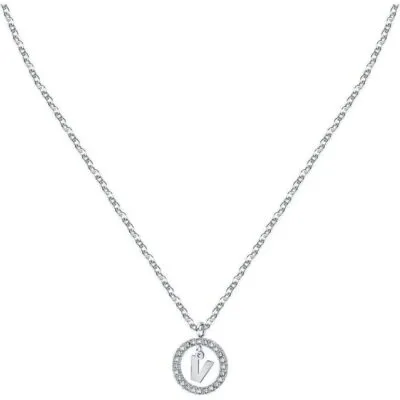 La Petite Story Letter V Steel Necklace With Clear Crystal LPS10ASF26 For Women