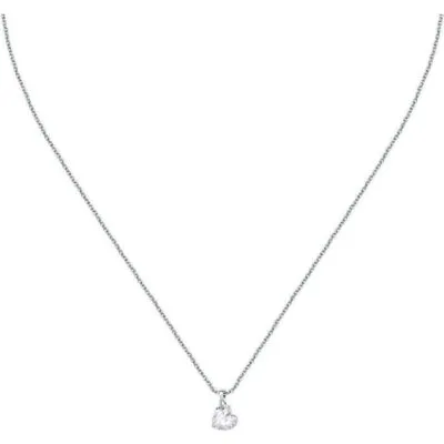 La Petite Story Silver Necklace With White Heart Zircons LPS10AWV31 For Women