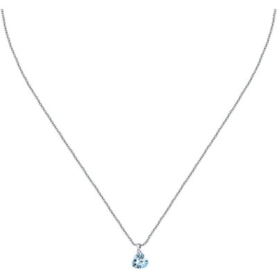 La Petite Story Silver Necklace With Light Blue Heart Zircons LPS10AWV32 For Women
