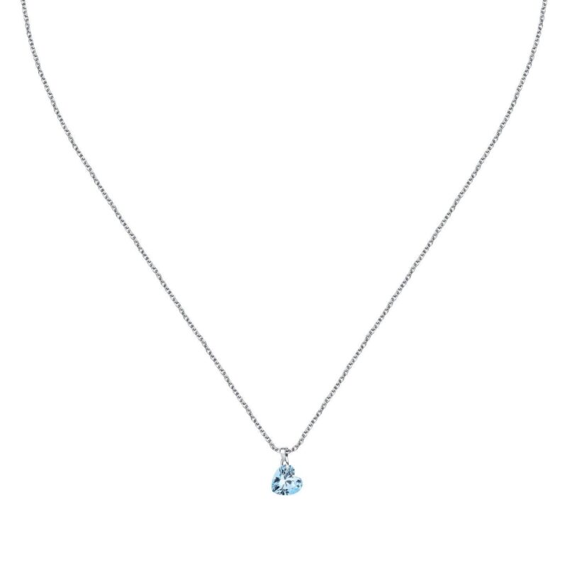 La Petite Story Silver Necklace With Light Blue Heart Zircons LPS10AWV32 For Women
