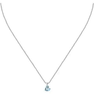 La Petite Story Silver Necklace With Light Blue Heart Zircons LPS10AWV32 For Women