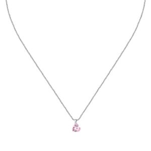 La Petite Story Silver Necklace With Pink Heart Zircon LPS10AWV33 For Women