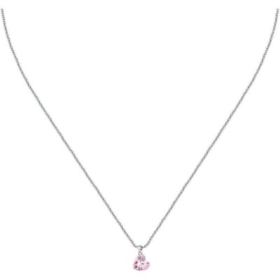 La Petite Story Silver Necklace With Pink Heart Zircon LPS10AWV33 For Women