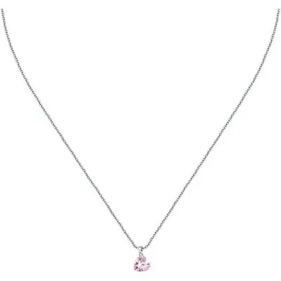La Petite Story Silver Necklace With Pink Heart Zircon LPS10AWV33 For Women