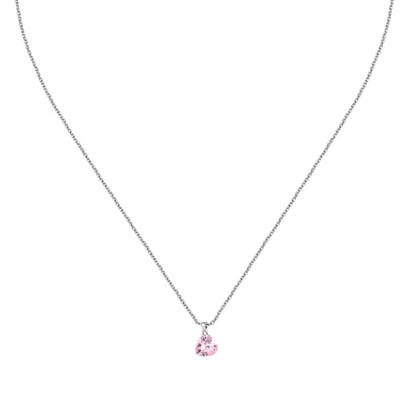 La Petite Story Silver Necklace With Pink Heart Zircon LPS10AWV33 For Women