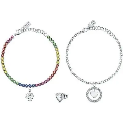 La Petite Story Steel Necklace And Earrings Special Set With Multicolor Crystal LPS20ASD03 For Women