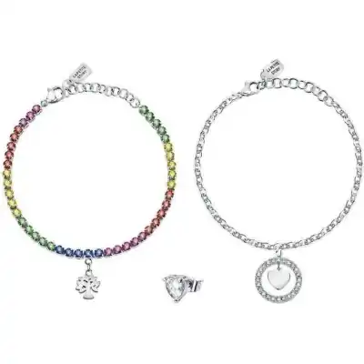 La Petite Story Steel Necklace And Earrings Special Set With Multicolor Crystal LPS20ASD03 For Women