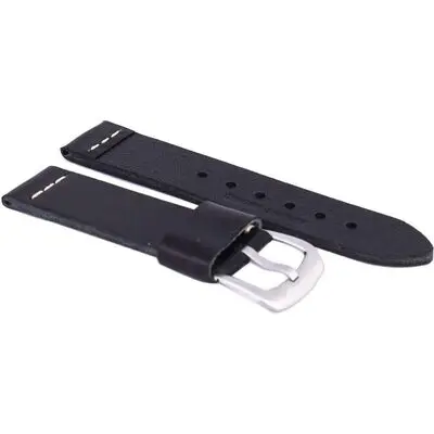 Black Ratio Brand Leather Watch Strap 22mm