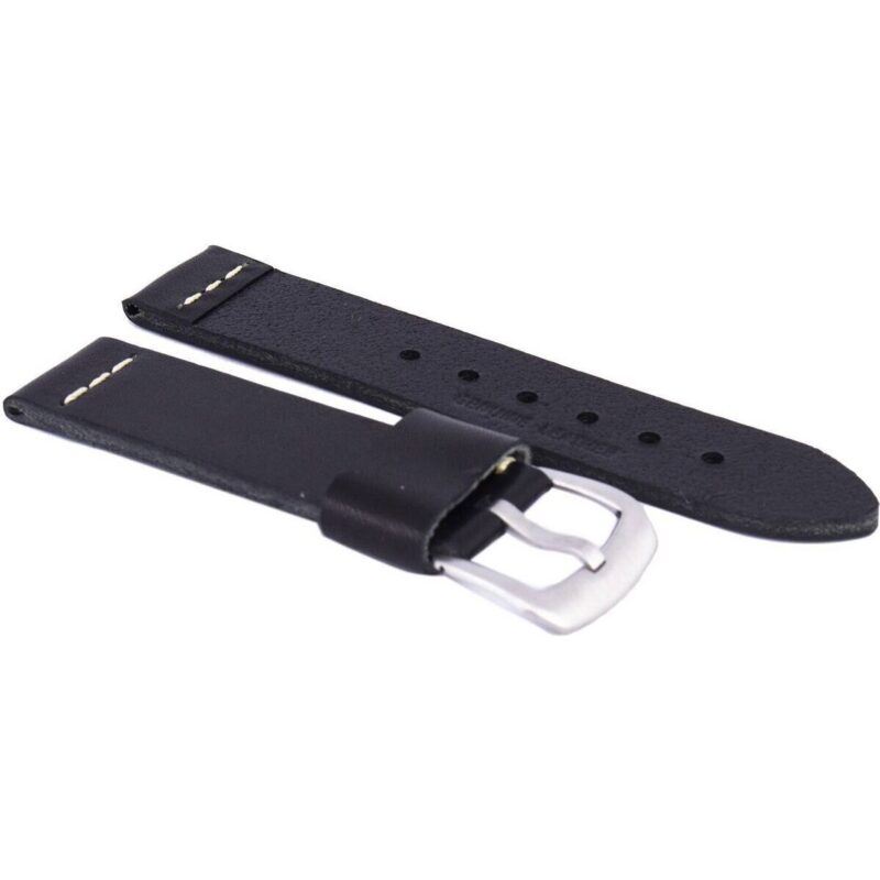 Black Ratio Brand Leather Watch Strap 22mm
