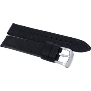 Black Ratio Brand Leather Watch Strap 22mm
