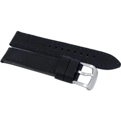 Black Ratio Brand Leather Watch Strap 22mm