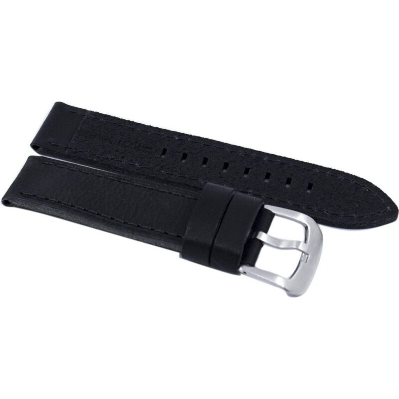 Black Ratio Brand Leather Watch Strap 22mm