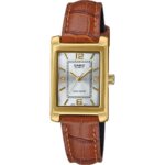 Casio Standard Analog Brown Leather Strap Silver Dial Quartz LTP-1234GLL-7A Women's Watch