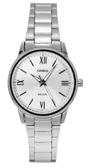 Casio Analog Stainless Steel Silver Dial Quartz LTP-1303DD-7AV Women's Watch