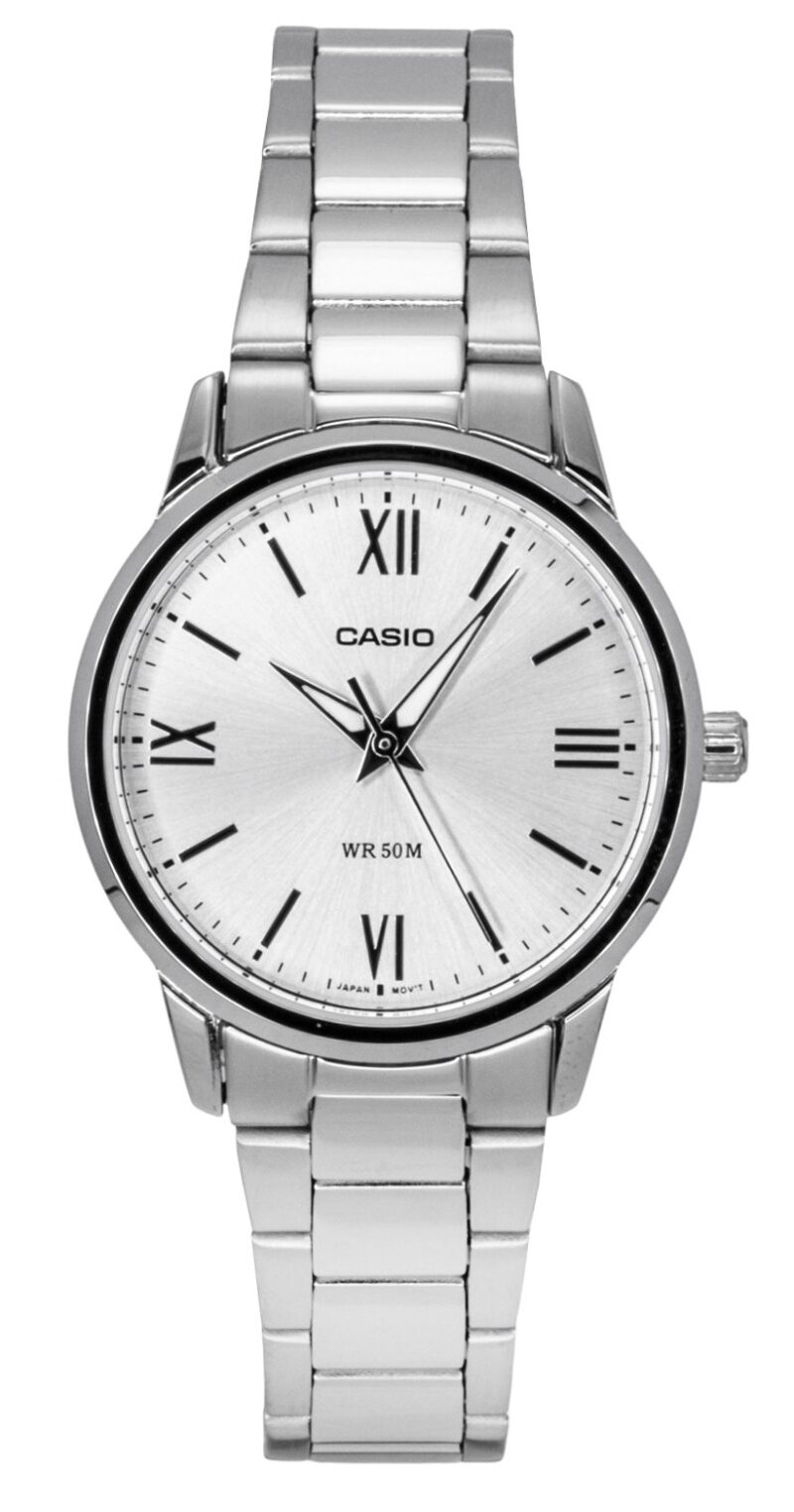 Casio Analog Stainless Steel Silver Dial Quartz LTP-1303DD-7AV Women's Watch