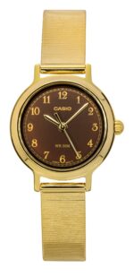 Casio Standard Analog Gold Tone Stainless Steel Brown Dial Quartz LTP-B170G-5BV Women's Watch