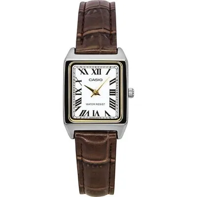 Casio Standard Analog Chrome Plated Leather Strap White Dial Quartz LTP-V007L-7B2 Women's Watch