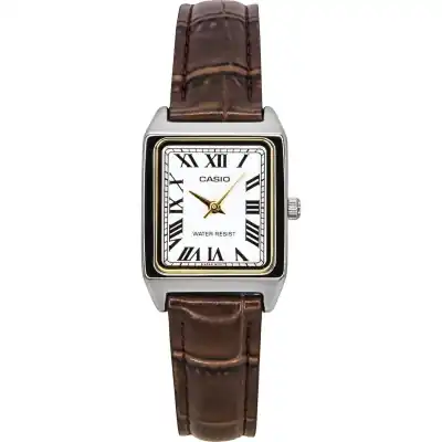 Casio Standard Analog Chrome Plated Leather Strap White Dial Quartz LTP-V007L-7B2 Women's Watch