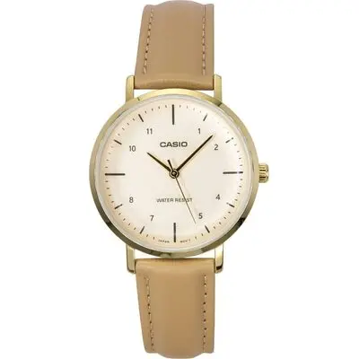 Casio Standard Analog Leather Strap Salmon Dial Quartz LTP-VT03GL-4B Women's Watch