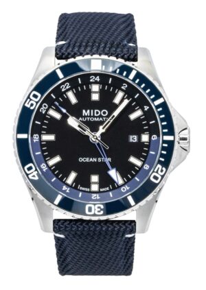 Mido Ocean Star GMT Fabric Strap Black Dial Automatic Diver's M026.629.17.051.00 200M Men's Watch