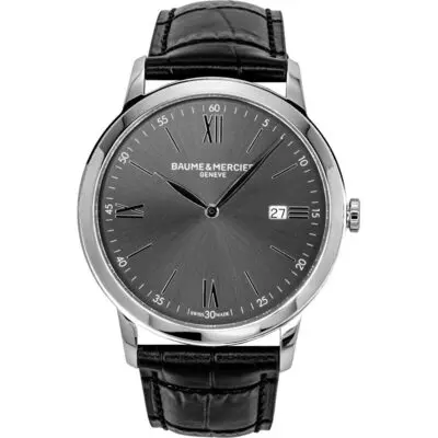 Baume & Mercier Classima Leather Strap Black Dial Quartz M0A10416 Men's Watch