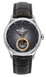 Baume & Mercier Clifton Leather Strap Moon phase Black Dial Automatic M0A10758 Men's Watch