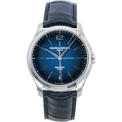 Baume & Mercier Clifton Leather Strap Blue Dial Automatic M0A10771 Men's Watch