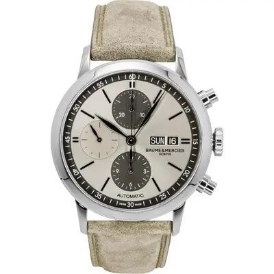 Baume & Mercier Classima Chronograph Leather Strap Beige Dial Automatic M0A10782 Men's Watch