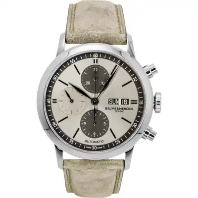 Baume & Mercier Classima Chronograph Leather Strap Beige Dial Automatic M0A10782 Men's Watch