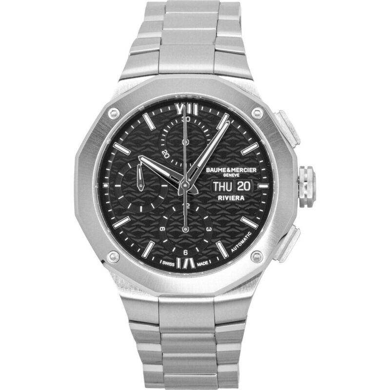 Baume & Mercier Riviera Chronograph Stainless Steel Black Dial Automatic M0A10825 100M Men's Watch