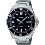 Casio Standard Analog Stainless Steel Black Dial Quartz MDV-107D-1A1 200M Men's Watch