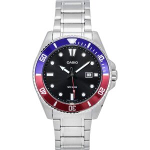 Casio Standard Analog Stainless Steel Black Dial Quartz MDV-107D-1A3 200M Men's Watch