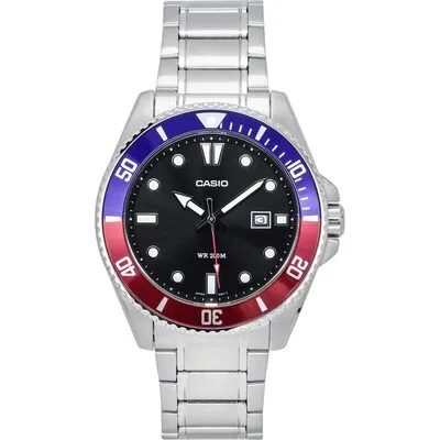 Casio Standard Analog Stainless Steel Black Dial Quartz MDV-107D-1A3 200M Men's Watch