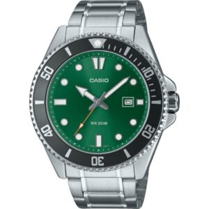 Casio Standard Analog Stainless Steel Green Dial Quartz MDV-107D-3A2V 200M Men's Watch